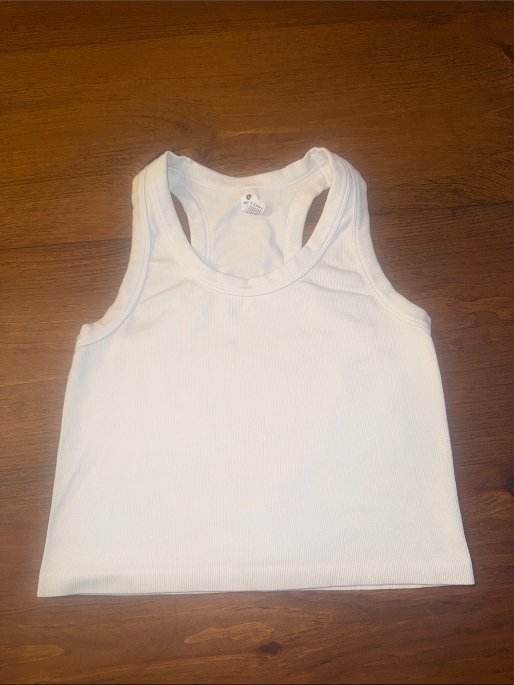 90 Degree By Reflex White Ribbed Racerback Tank crop Top
